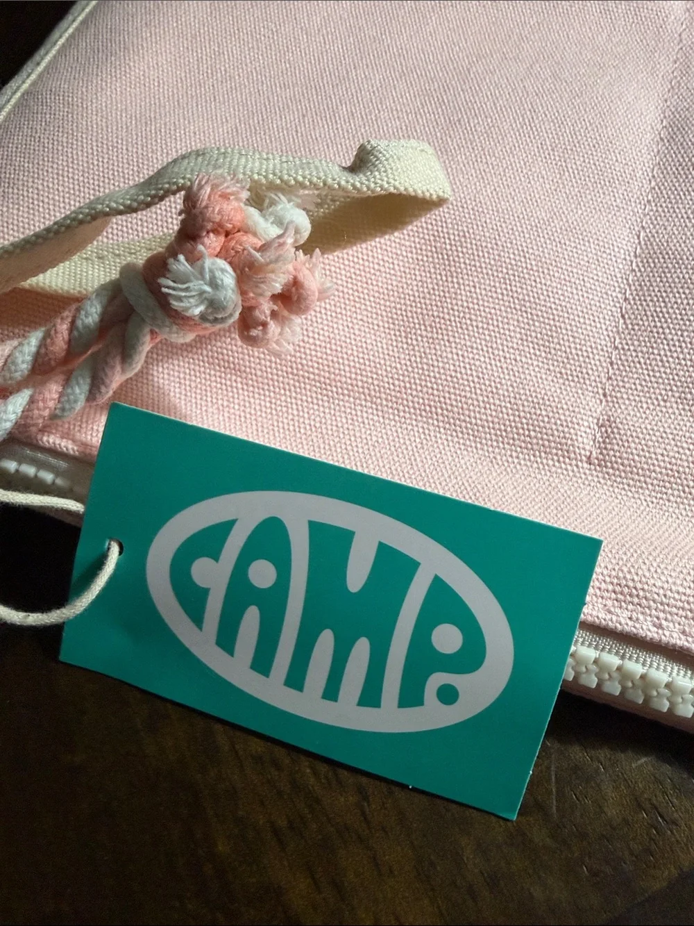 CAMP NYC Core Canvas Toy Pouch Organizer Makeup Bag, Pink/White, NWT